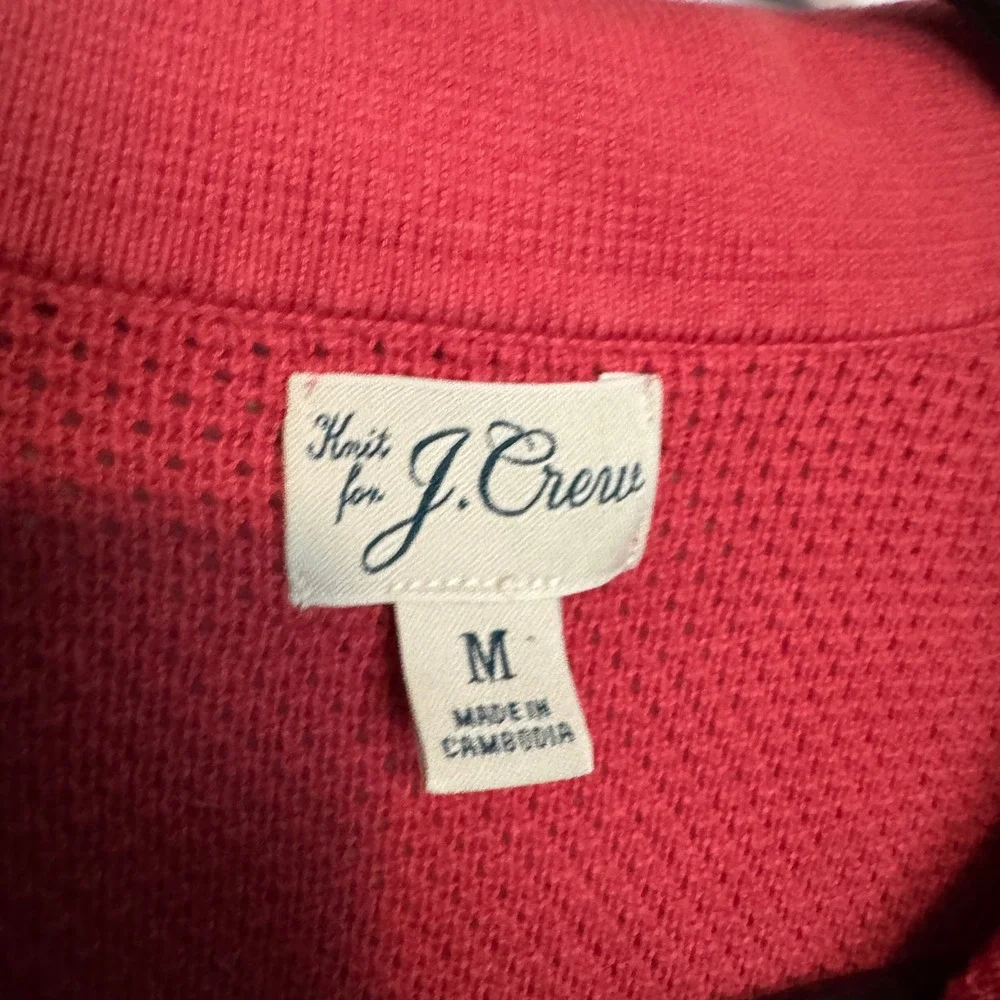 J Crew Cotton Mesh Stitch Johnny Collar Sweater Polo Shirt Men Medium Red Preppy